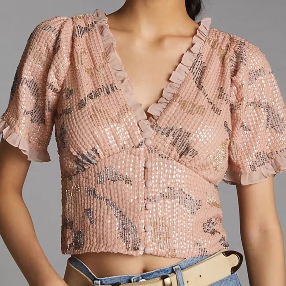 Forever That Girl Sequin V Neck Blouse